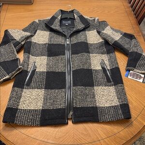 NWT Pendleton Women’s Wool Blend Walker Winter Long Coat Tan Gray Black Plaid L